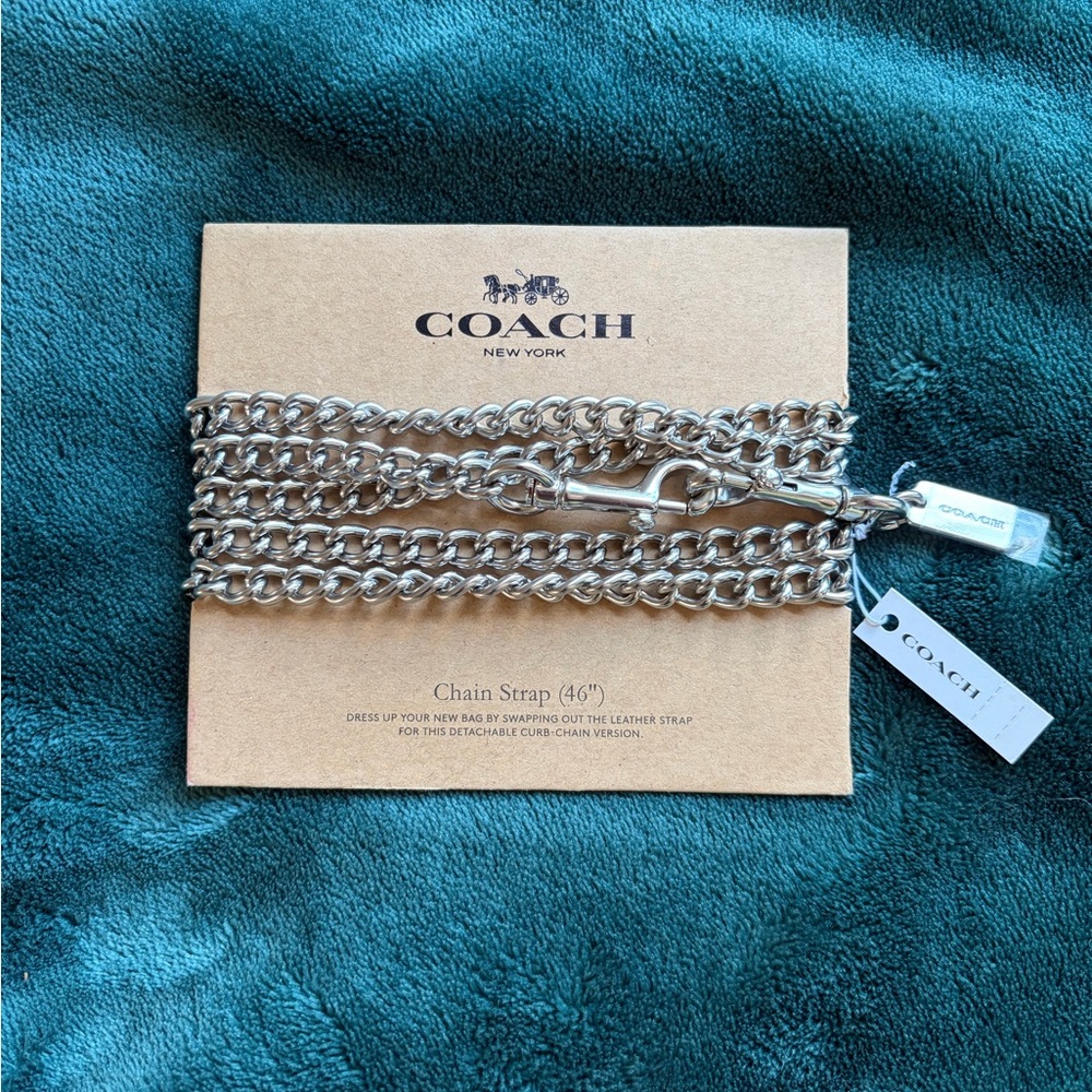 Coach 46” Silver Chain Strap - NWT